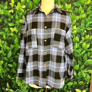 Flannel button up. Burgundy black and white